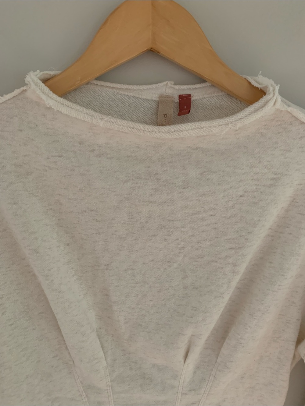 Anthropologie Pilcro Corset Sweatshirt Cream Small Neutral Minimalist Casual - Picture 2 of 9